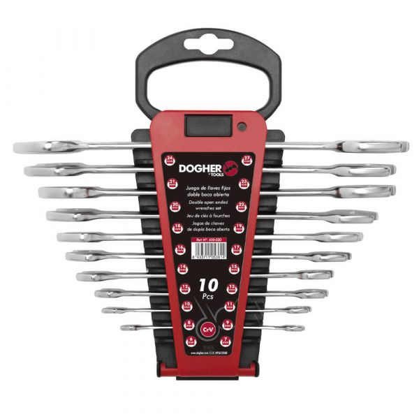 Juego de 10 Unidades Llave Doble Boca Abierta. Juegos de Herramientas Dogher Tools.
