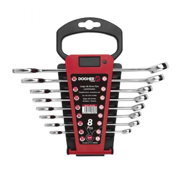 Juego de 8 Unidades Llaves Fijas Combinadas 8 a 19mm. Herramientas Dogher Tools.