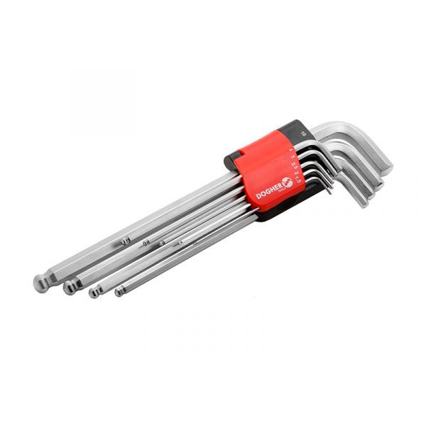 Juego 9 llaves hexagonal redonda serie larga DOGHER TOOLS